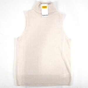 Splendid Tori 100% Cashmere Turtleneck Tank in Light Beige Size Medium (NWT)